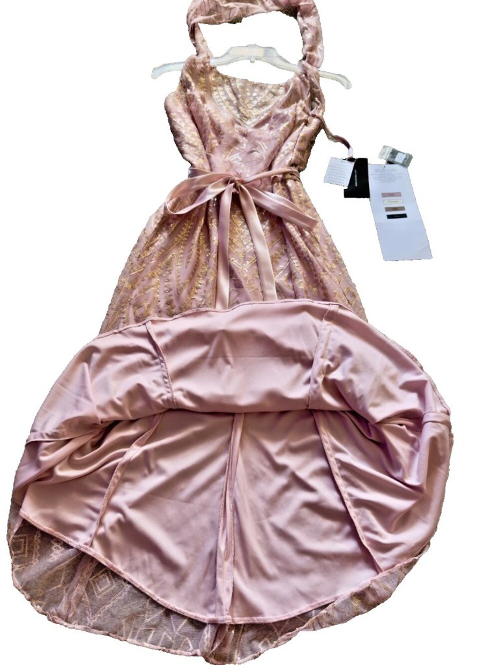 NWT Morilee Angelina Faccenda #20481 Blush Gold Sequin Mesh Formal Dress Size 14 - Picture 5 of 10